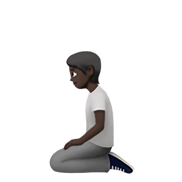 Person Kneeling: Dark Skin Tone