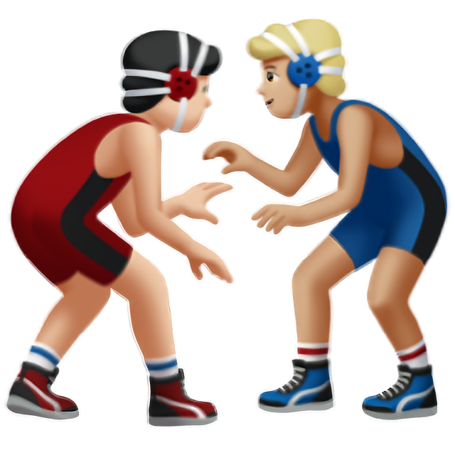 Men Wrestling: Light Skin Tone, Medium-Light Skin Tone