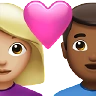 Couple With Heart: Woman, Man, Medium-Light Skin Tone, Medium-Dark Skin Tone Emoji 👩🏼‍❤️‍👨🏾 image - Apple style