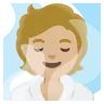 Person In Steamy Room: Medium-Light Skin Tone Emoji 🧖🏼 image - Google Noto Color style