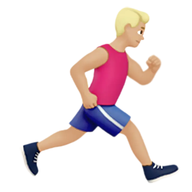 Man Running Facing Right: Medium-Light Skin Tone