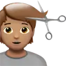 Person Getting Haircut: Medium Skin Tone Emoji 💇🏽 image - Apple style