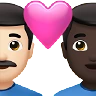 Couple With Heart: Man, Man, Light Skin Tone, Dark Skin Tone Emoji 👨🏻‍❤️‍👨🏿 image - Apple style