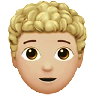 Person: Medium-Light Skin Tone, Curly Hair Emoji 🧑🏼‍🦱 image - Apple style