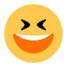 Emoji Mosolygó arc nyitott szájjal és szorosan csukott szemmel 😆 image - Tossface style
