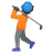 Person Golfing: Dark Skin Tone
