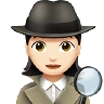 Woman Detective: Light Skin Tone Emoji 🕵🏻‍♀️ image - Apple style