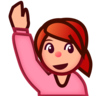 Person Raising Hand: Medium-Light Skin Tone Emoji 🙋🏼 image - Emojidex style