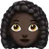 Woman: Dark Skin Tone, Curly Hair Emoji 👩🏿‍🦱 image - Apple style