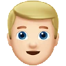 Man: Light Skin Tone, Blond Hair Emoji 👱🏻‍♂️ image - Apple style