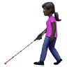 Woman With White Cane: Dark Skin Tone Emoji 👩🏿‍🦯 image - Apple style