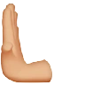 Leftwards Pushing Hand: Medium-Light Skin Tone Emoji 🫷🏼 image - Apple style
