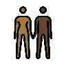 Woman And Man Holding Hands: Medium-Dark Skin Tone, Dark Skin Tone Emoji 👩🏾‍🤝‍👨🏿 image - OpenMoji style