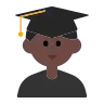 Man Student: Dark Skin Tone Emoji 👨🏿‍🎓 image - Tossface style