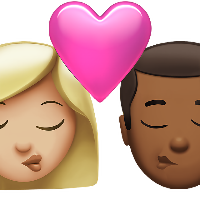Kiss: Woman, Man, Medium-Light Skin Tone, Medium-Dark Skin Tone