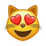 Cara de gato sonriente con ojos de corazón