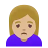 Woman Frowning: Medium-Light Skin Tone Emoji 🙍🏼‍♀️ image - Google Noto Color style