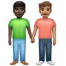 Men Holding Hands: Dark Skin Tone, Medium Skin Tone Emoji 👨🏿‍🤝‍👨🏽 image - WhatsApp style
