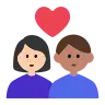 Couple With Heart: Woman, Man, Light Skin Tone, Medium Skin Tone Emoji 👩🏻‍❤️‍👨🏽 image - Tossface style