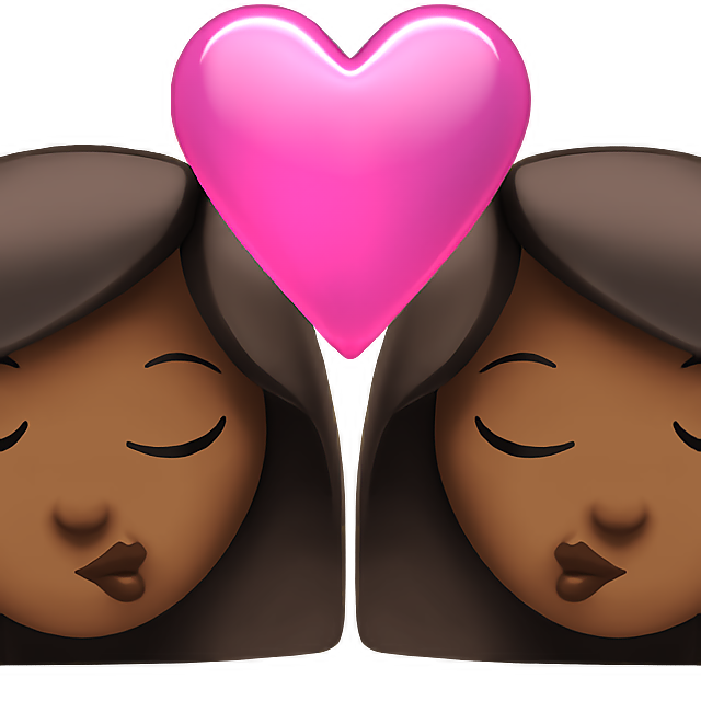 Kiss: Woman, Woman, Medium-Dark Skin Tone