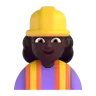 Woman Construction Worker: Dark Skin Tone Emoji 👷🏿‍♀️ image - Microsoft 3D Fluent style