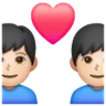 Couple With Heart: Man, Man, Light Skin Tone Emoji 👨🏻‍❤️‍👨🏻 image - Samsung style