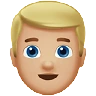 Man: Medium-Light Skin Tone, Blond Hair Emoji 👱🏼‍♂️ image - Apple style