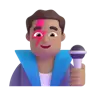 Man Singer: Medium Skin Tone Emoji 👨🏽‍🎤 image - Microsoft 3D Fluent style