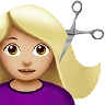 Woman Getting Haircut: Medium-Light Skin Tone Emoji 💇🏼‍♀️ image - Apple style