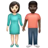 Woman And Man Holding Hands: Light Skin Tone, Dark Skin Tone Emoji 👩🏻‍🤝‍👨🏿 image - WhatsApp style