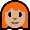 Woman: Medium-Light Skin Tone, Red Hair Emoji 👩🏼‍🦰 image - Microsoft Windows 10 Segoe UI Emoji style