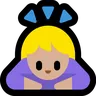 Woman Bowing: Medium-Light Skin Tone Emoji 🙇🏼‍♀️ image - Microsoft Windows 10 Segoe UI Emoji style