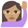 Person Raising Hand: Medium Skin Tone Emoji 🙋🏽 image - EmojiTwo style