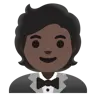 Person In Tuxedo: Dark Skin Tone Emoji 🤵🏿 image - Google Noto Color style