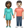 Woman And Man Holding Hands: Medium-Dark Skin Tone, Light Skin Tone Emoji 👩🏾‍🤝‍👨🏻 image - WhatsApp style