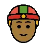 Person With Skullcap: Medium-Dark Skin Tone Emoji 👲🏾 image - OpenMoji style