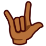 Love-You Gesture: Medium-Dark Skin Tone Emoji 🤟🏾 image - Emojidex style