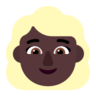 Woman: Dark Skin Tone, Blond Hair Emoji 👱🏿‍♀️ image - Microsoft Classic 2D style