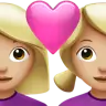 Couple With Heart: Woman, Woman, Medium-Light Skin Tone Emoji 👩🏼‍❤️‍👩🏼 image - Apple style