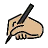 Writing Hand: Medium-Light Skin Tone Emoji ✍🏼 image - OpenMoji style