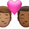 Kiss: Man, Man, Medium Skin Tone, Medium-Dark Skin Tone Emoji 👨🏽‍❤️‍💋‍👨🏾 image - Apple style