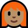 Woman: Medium Skin Tone, Red Hair Emoji 👩🏽‍🦰 image - Microsoft Windows 10 Segoe UI Emoji style