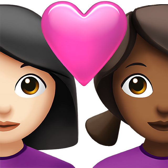 Couple With Heart: Woman, Woman, Light Skin Tone, Medium-Dark Skin Tone
