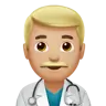Man Health Worker: Medium-Light Skin Tone Emoji 👨🏼‍⚕️ image - Apple style