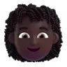 Woman: Dark Skin Tone, Curly Hair Emoji 👩🏿‍🦱 image - Microsoft 3D Fluent style
