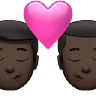 Kiss: Man, Man, Dark Skin Tone Emoji 👨🏿‍❤️‍💋‍👨🏿 image - Apple style