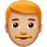 Man: Medium-Light Skin Tone, Red Hair Emoji 👨🏼‍🦰 image - Apple style