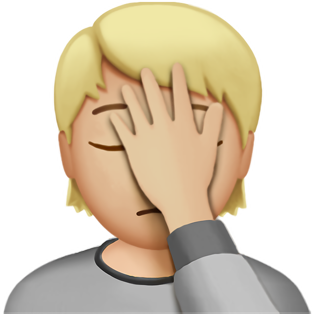 Person Facepalming: Medium-Light Skin Tone