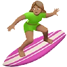 Woman Surfing: Medium Skin Tone Emoji 🏄🏽‍♀️ image - Apple style
