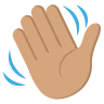 Waving Hand: Medium Skin Tone Emoji 👋🏽 image - EmojiTwo style